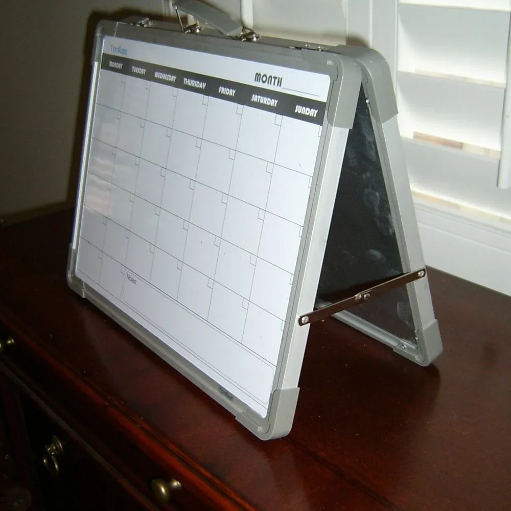 Dry Eraser Monthly Calendar & White Board, Double-Sided w/Handle